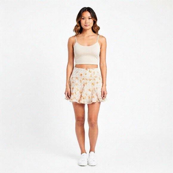 Forever 21 Dresses & Skirts - Lightweight white with orange mini Skirt